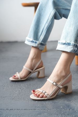 Kadın Klen Kısa Topuklu Ayakkabı - Ten-Rugan