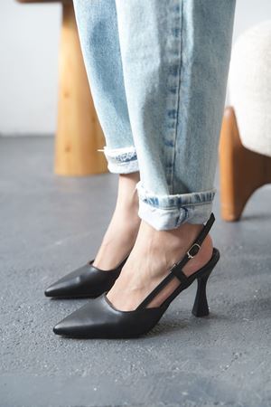 Kadın Barbos Topuklu Ayakkabı - siyah-deri