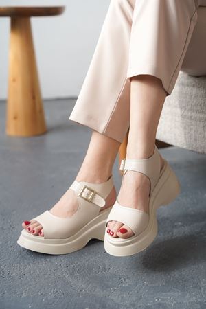 Kadın Alex Kalın Tabanlı Sandalet - Ten Deri