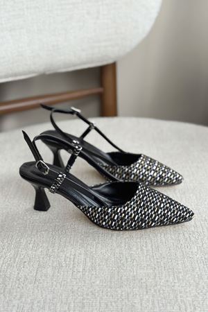 Kadın Erica Topuklu Ayakkabı - Hasır-Siyah