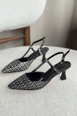 Kadın Erica Topuklu Ayakkabı - Hasır-Siyah