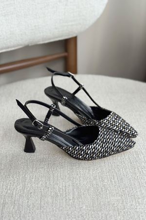 Kadın Erica Topuklu Ayakkabı - Hasır-Siyah