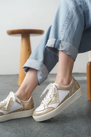 Kadın Mambo Spor Ayakkabı - Beyaz-Altın