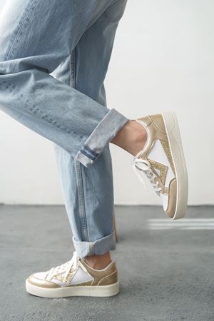 Kadın Mambo Spor Ayakkabı - Beyaz-Altın