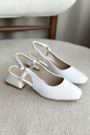 Kadın Pogba Kısa Topuklu Ayakkabı - Beyaz