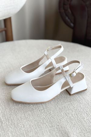 Kadın Pogba Kısa Topuklu Ayakkabı - Beyaz