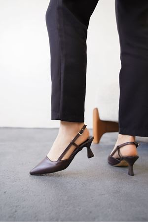 Kadın Erica Topuklu Ayakkabı - Kahve-Deri