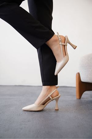 Kadın Barbos Topuklu Ayakkabı - Ten Deri