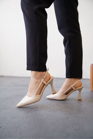 Kadın Barbos Topuklu Ayakkabı - Ten Deri