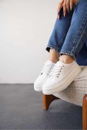 Kadın Blade Keten Yazlık Spor Ayakkabı - Beyaz