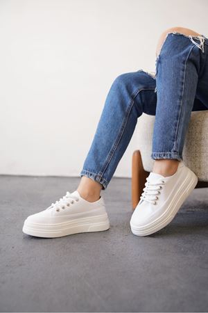 Kadın Blade Keten Yazlık Spor Ayakkabı - Beyaz