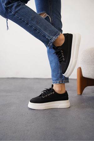 Kadın Blade Keten Yazlık Spor Ayakkabı - Siyah