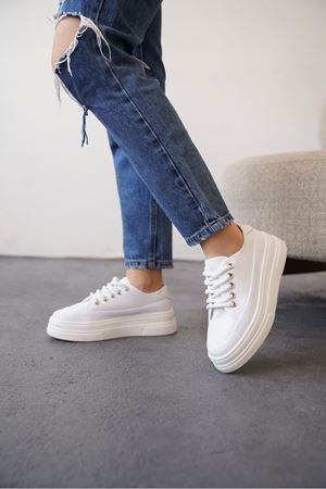 Kadın Blade Keten Yazlık Spor Ayakkabı - Beyaz