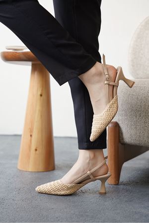 Kadın Erica Topuklu Ayakkabı - Hasır-Desenli