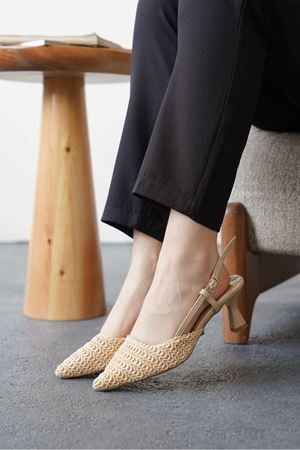 Kadın Erica Topuklu Ayakkabı - Hasır-Desenli