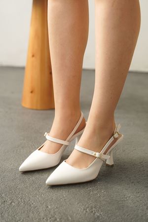 Kadın Despero Tokalı Topuklu Ayakkabı  - Beyaz