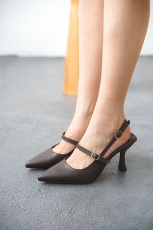 Kadın Despero Tokalı Topuklu Ayakkabı  - Kahve-Deri