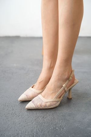 Kadın Dveyn Fileli Topuklu Ayakkabı  - Ten