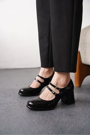 Kadın Gomes Platform Topuklu Ayakkabı - siyah-rugan