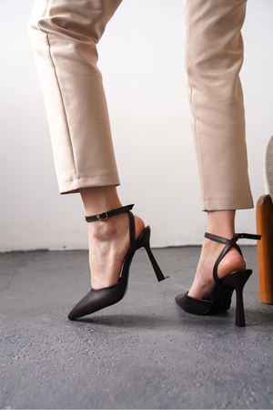 Kadın Motta İnce Topuklu Ayakkabı - Kahve-Deri