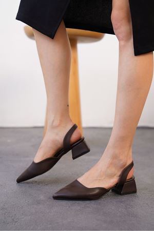 Kadın Jozi Kısa Topuklu Ayakkabı - Kahve