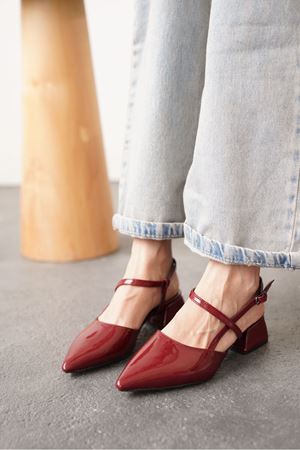 Kadın Franco Kısa Topuklu Ayakkabı - Bordo-Rugan