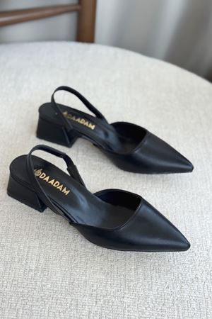 Kadın Monaco Kısa Topuklu Ayakkabı - siyah-deri