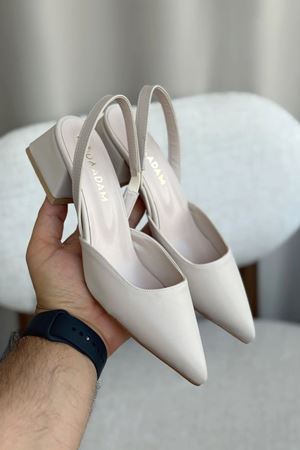 Kadın Monaco Kısa Topuklu Ayakkabı - Ten Deri