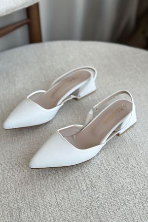 Kadın Monaco Kısa Topuklu Ayakkabı - Beyaz
