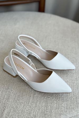 Kadın Monaco Kısa Topuklu Ayakkabı - Beyaz