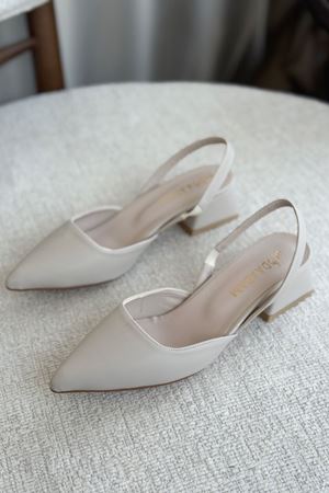 Kadın Monaco Kısa Topuklu Ayakkabı - Ten Deri