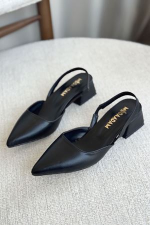 Kadın Monaco Kısa Topuklu Ayakkabı - siyah-deri