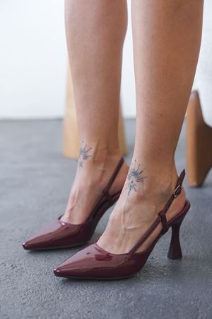 Kadın Barbos Topuklu Ayakkabı - Bordo-Rugan