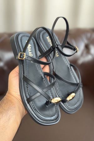 Kadın Robena Parmak Arası Sandalet - siyah-deri