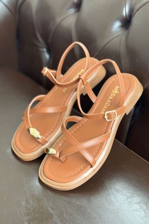 Kadın Robena Parmak Arası Sandalet - Taba-Deri