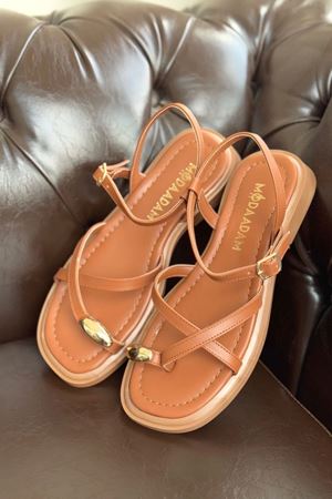 Kadın Robena Parmak Arası Sandalet - Taba-Deri