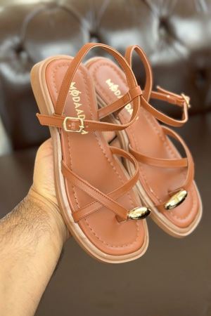 Kadın Robena Parmak Arası Sandalet - Taba-Deri