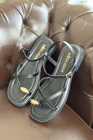 Kadın Robena Parmak Arası Sandalet - siyah-deri