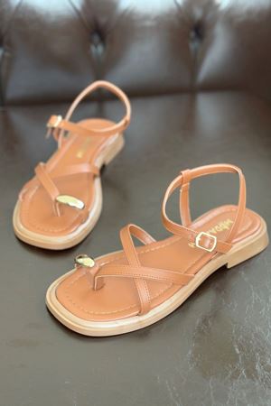 Kadın Robena Parmak Arası Sandalet - Taba-Deri