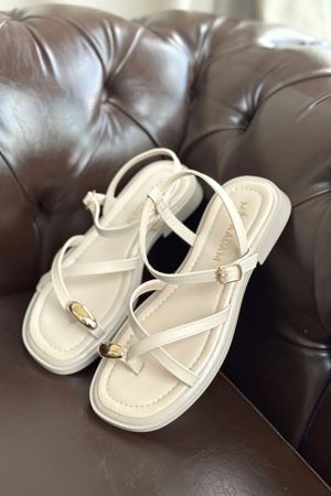 Kadın Robena Parmak Arası Sandalet - Ten Deri