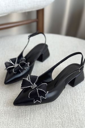 Kadın Howen Kısa Topuklu Ayakkabı - siyah-deri