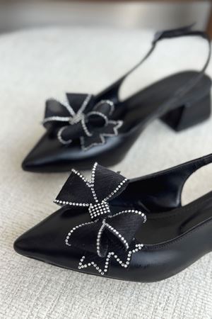 Kadın Howen Kısa Topuklu Ayakkabı - siyah-deri