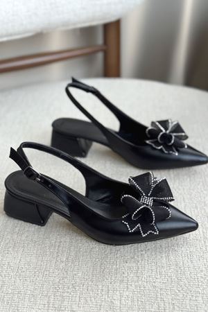 Kadın Howen Kısa Topuklu Ayakkabı - siyah-deri