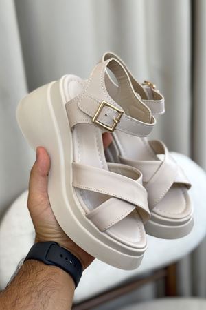 Kadın Nikita Kalın Tabanlı Sandalet - Ten Deri