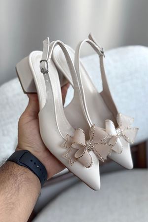 Kadın Howen Kısa Topuklu Ayakkabı - Ten Deri