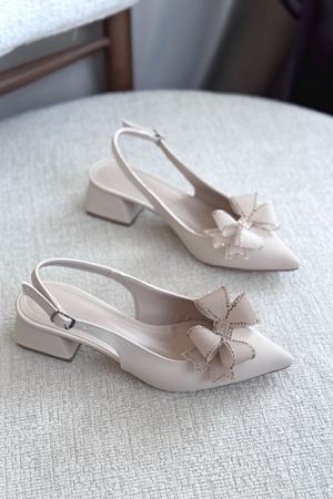 Kadın Howen Kısa Topuklu Ayakkabı - Ten Deri