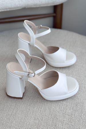 Kadın Andre Platformlu Topuklu Ayakkabı - Beyaz
