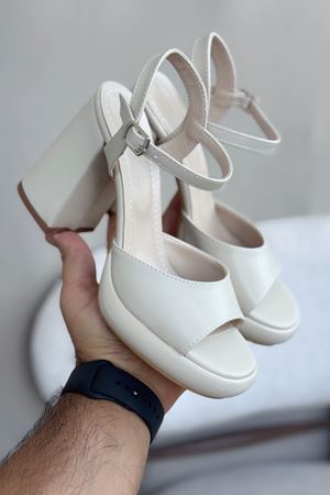 Kadın Andre Platformlu Topuklu Ayakkabı - Ten Deri