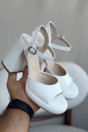 Kadın Andre Platformlu Topuklu Ayakkabı - Beyaz