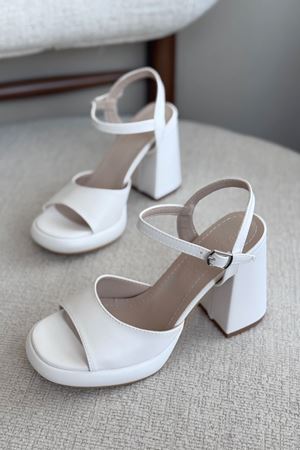 Kadın Andre Platformlu Topuklu Ayakkabı - Beyaz